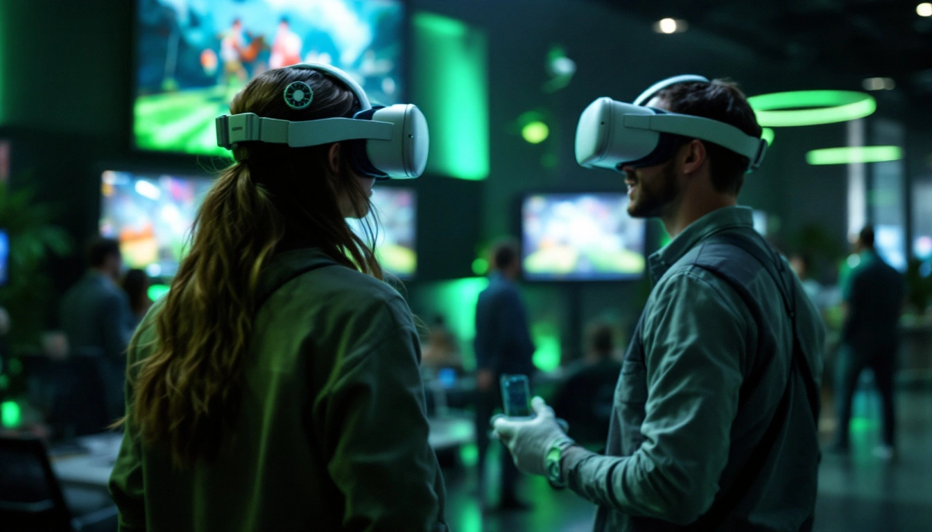 Employees watching colleagues play VR at a corporate event