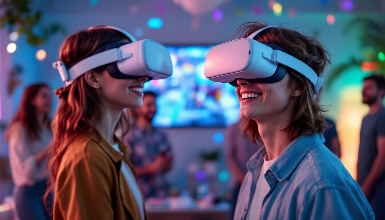 Teens at a birthday party watching friends play VR